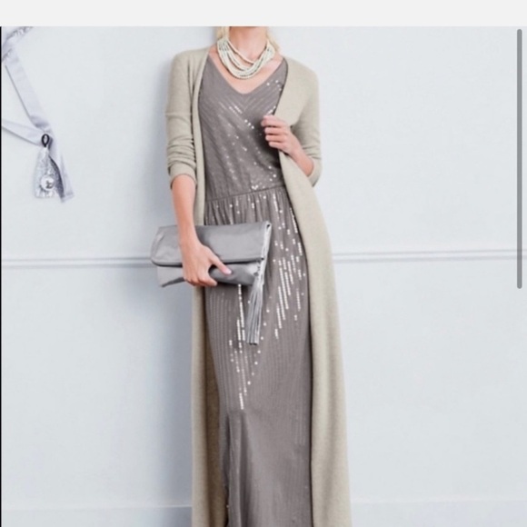 Garnet Hill Elegant Sleeveless Grey Sequin Dress Size Small - Picture 7 of 7